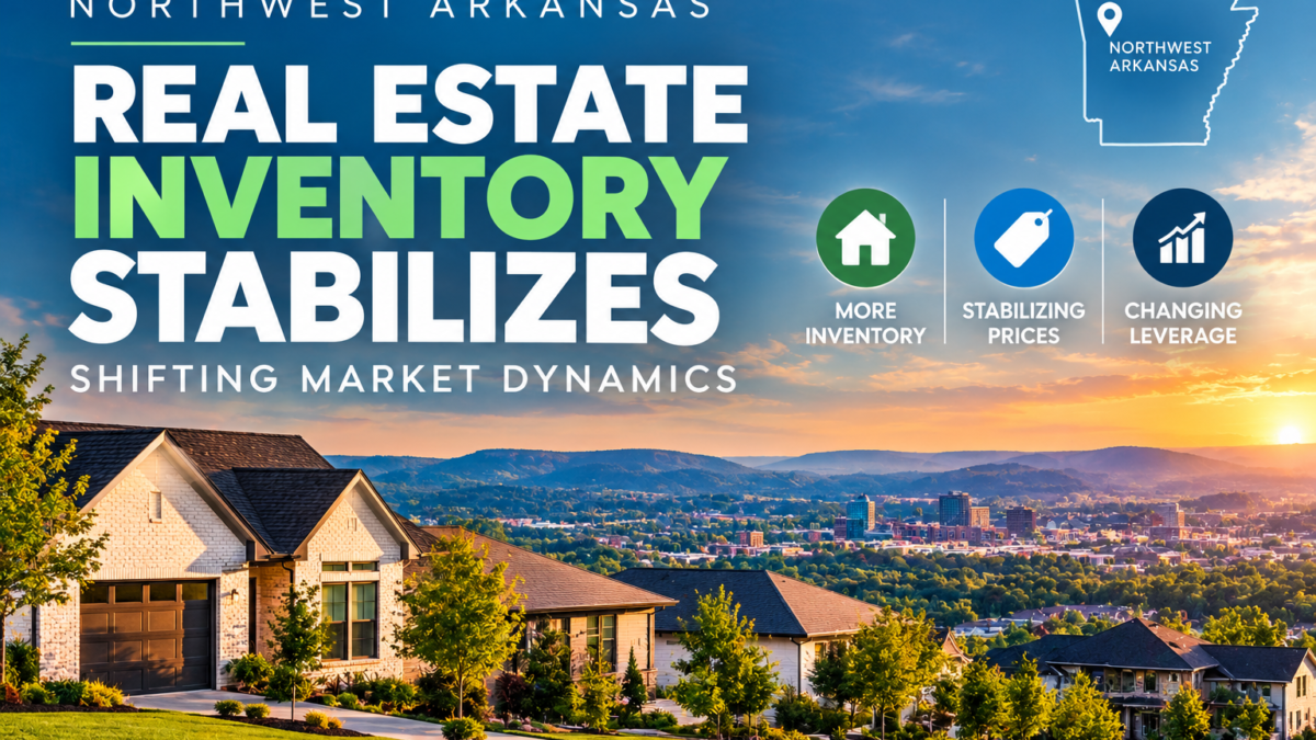 Illustration of Northwest Arkansas real estate inventory stabilizing amid shifting market dynamics