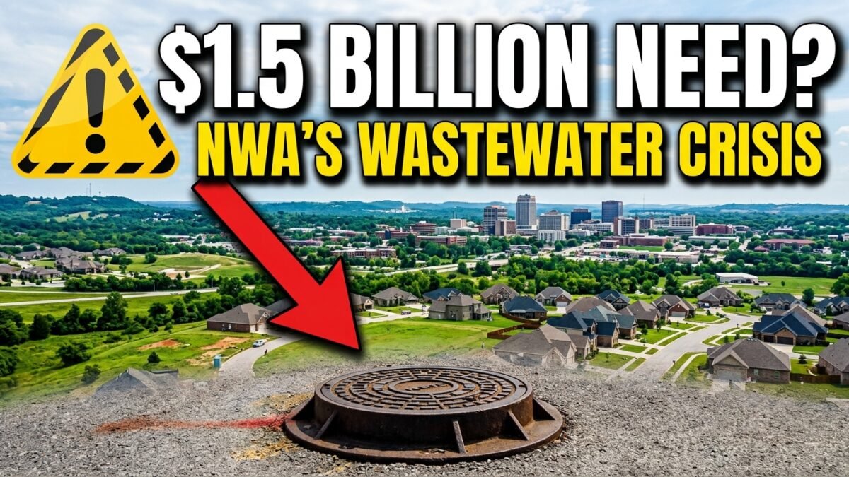 Illustration representing the 1.5 billion dollar wastewater infrastructure need facing Northwest Arkansas
